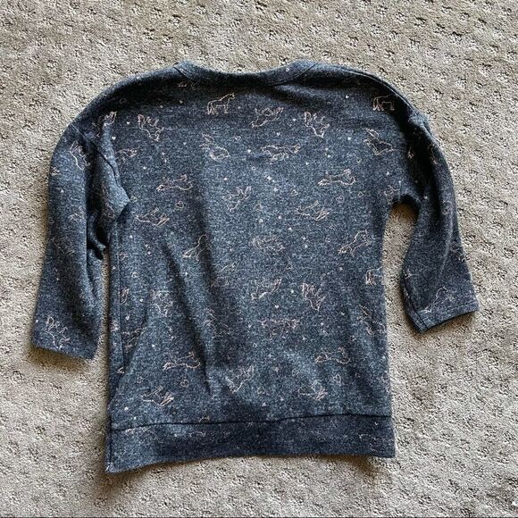 Belle Du Jour Girls Bronze Unicorn Sweater with 7/8 Sleeves Size S - Picture 6 of 6